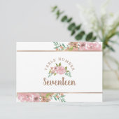 Verführerische Rose Vintag Dusty Pink Tischnummer (Stehend Vorderseite)