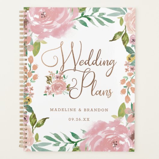 Verführerische Rose Vintage dusty Pink Hochzeitspl Planer (Vorderseite)