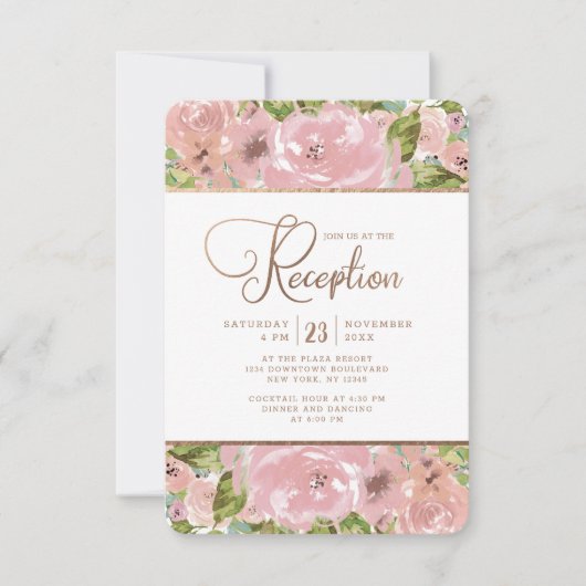 Verführerische Rose Vintage rosa Hochzeitsempfehlu Einladung (Vorderseite)