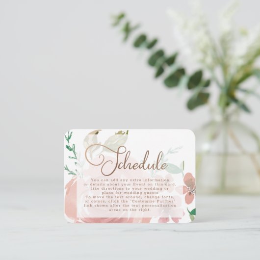 Verführerische Rose Vintage Rosa Hochzeitsplanung Begleitkarte (Stehend Vorderseite)