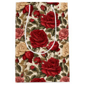 Verführerische Rosen und Weiße Rosen - Chic Floral Mittlere Geschenktüte (Vorderseite)