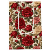 Verführerische Rosen und Weiße Rosen - Chic Floral Mittlere Geschenktüte (Rückseite)