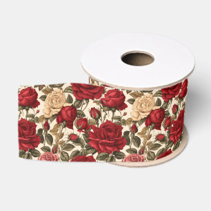 Verführerische Rosen und Weiße Rosen - Chic Floral Ripsband