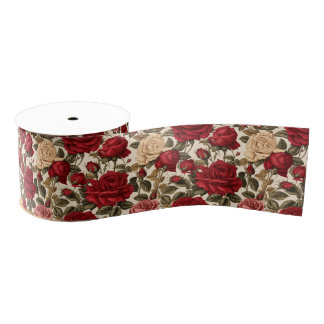 Verführerische Rosen und Weiße Rosen - Chic Floral Ripsband
