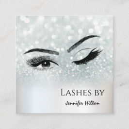 Verführerische silberne Glitze schminken Auge Quadratische Visitenkarte