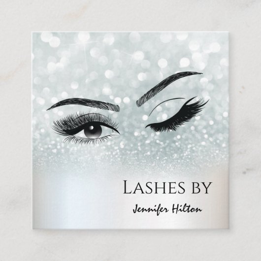 Verführerische silberne Glitze schminken Auge Quadratische Visitenkarte (Vorderseite)