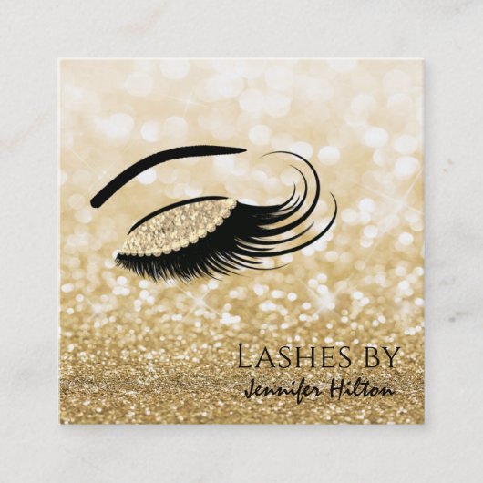 Verführerischer Golddiamant-Lashes Quadratische Visitenkarte (Vorderseite)