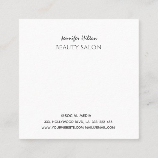 Verführerisches, modernes, schlichtes Mädchen-Gesi Quadratische Visitenkarte (Rückseite)