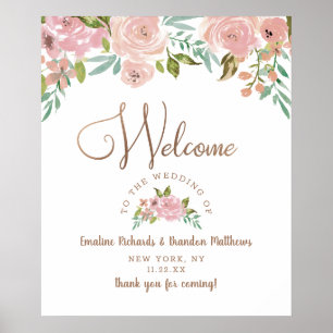 Verführerisches Rosen-Vintage-Dusty-Pink-Willkomme Poster