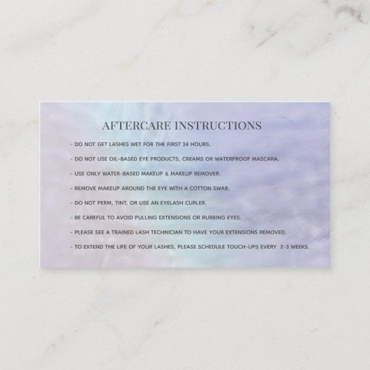 Verführerisches Schminkauge nach Pflege Visitenkarte (Rückseite)