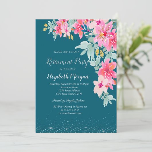 Vergabe von Wasserfarbenfrühlingsblumen Einladung (Stehend Vorderseite)