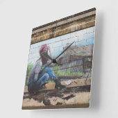 Vergangene Gedanken über Graffiti im Kindesalter Quadratische Wanduhr (Winkel)