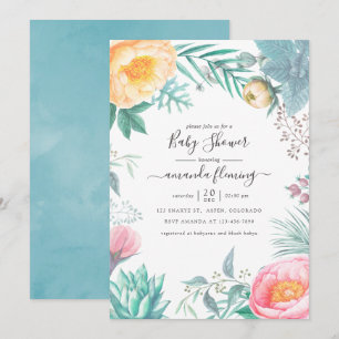 Vergangene Pastell-Tropen-Blumen-Sommer-Baby-Party Einladung