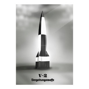 Vergeltungswaffe V2 Rakete B&W im Vintage-Stil. Fotodruck