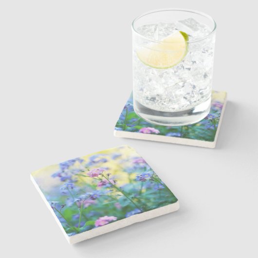 Vergessen-Ich-Nicht-Blume Steinuntersetzer (Seitenansicht)