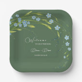 Vergessen-ich-nicht-Hochzeit Willkommen Pappteller (Vorderseite)
