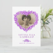 Vergessen-ich-nots Beerdigung lila Leben Einladung (Stehend Vorderseite)