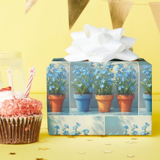 Vergessen-Me-Not-Blume-Pots Geschenkpapier (Geburtstagsparty)