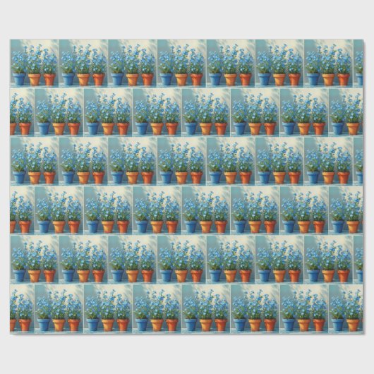 Vergessen-Me-Not-Blume-Pots Geschenkpapier (Flach)