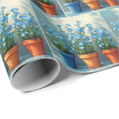 Vergessen-Me-Not-Blume-Pots Geschenkpapier (Rolleneckpunkt)