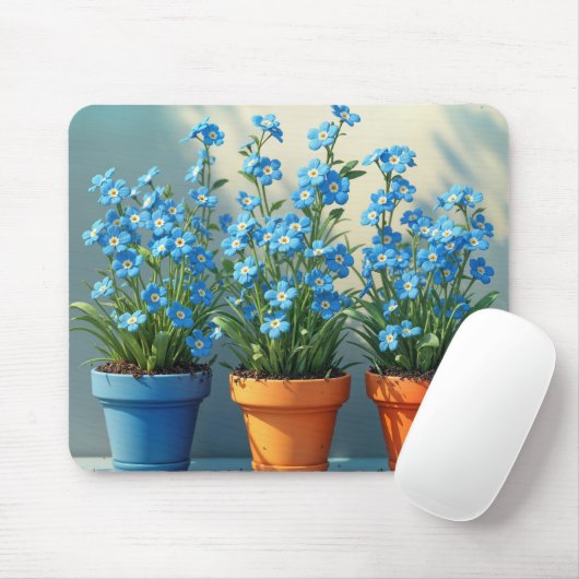 Vergessen-Me-Not-Blume-Pots Mousepad (Mit Mouse)