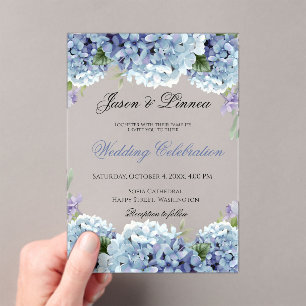 Vergessen-Me-Not-Blume Wasserfarbe Elegante Hochze Acryleinladungen