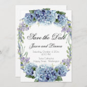 Vergessen-Me-Not-Blume Wasserfarbe Elegantes Skrip Save The Date (Vorne/Hinten)