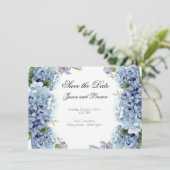Vergessen-Me-Not-Blume Wasserfarbe Elegantes Skrip Save The Date (Stehend Vorderseite)