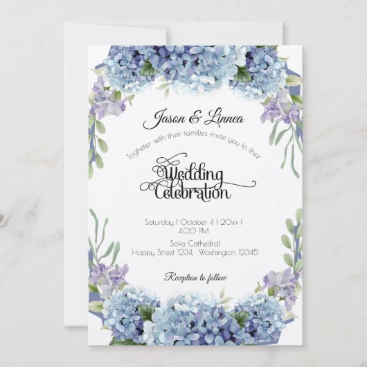 Vergessen-Me-Not-Blume Wasserfarbenelegante Einladung (Vorderseite)