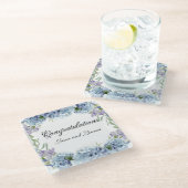 Vergessen-Me-Not-Blume Wasserfarbenelegante Glasuntersetzer (Schrägansicht)