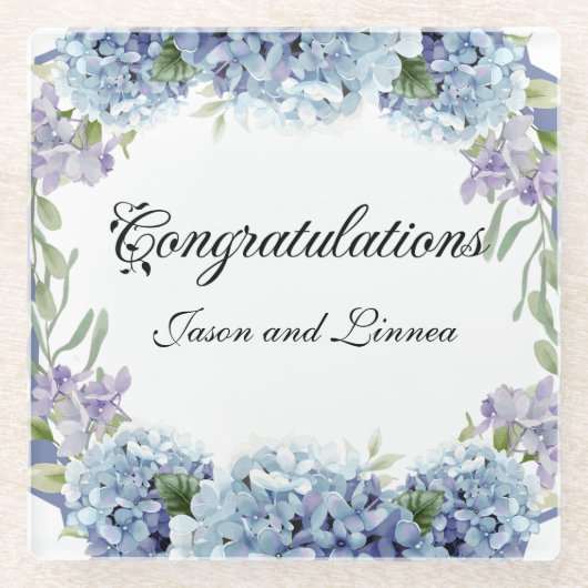 Vergessen-Me-Not-Blume Wasserfarbenelegante Glasuntersetzer (Vorderseite)