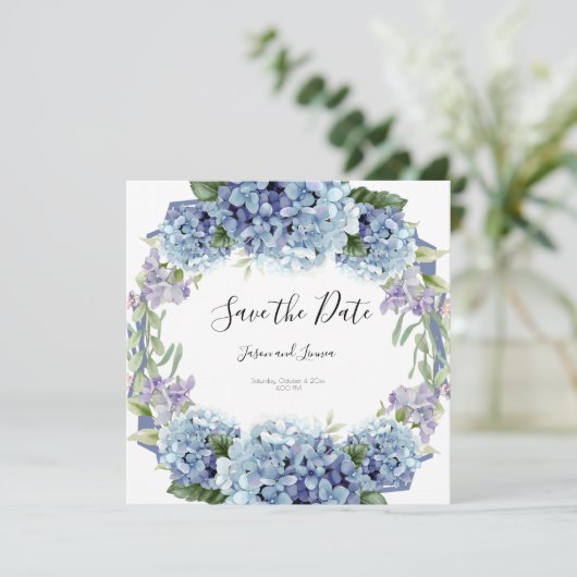 Vergessen-Me-Not-Blume Wasserfarbenelegante Save The Date (Stehend Vorderseite)