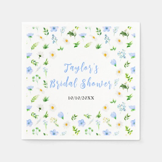 Vergessen-Me-Nots und Daisies-Floral-Brautparty Serviette (Vorderseite)