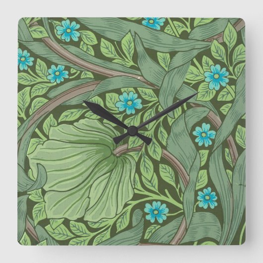 Vergessen-Me-Nots, Wallpaper von William Morris Quadratische Wanduhr (Vorderseite)