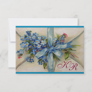 VERGESSEN MICH NOTS MONOGRAM WEDD RSVP blau silber Karte