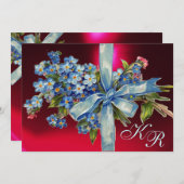 VERGESSEN MICH NOTS MONOGRAM WEDEDING PARTY blau r Einladung (Vorne/Hinten)