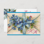 VERGESSEN MICH NOTS MONOGRAM , WEDEDING PARTY UAWG RSVP KARTE (Vorne/Hinten)