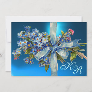 VERGESSEN MICH NOTS MONOGRAM WEDING PARTY blue gem Einladung
