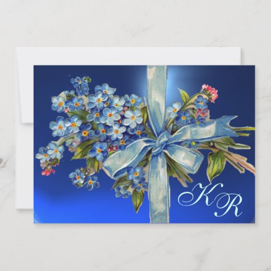 VERGESSEN MICH NOTS MONOGRAM WEDING PARTY blue gem Einladung (Vorderseite)