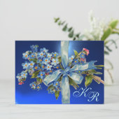 VERGESSEN MICH NOTS MONOGRAM WEDING PARTY blue gem Einladung (Stehend Vorderseite)