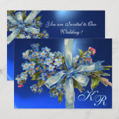 VERGESSEN MICH NOTS MONOGRAM WEDING PARTY blue gem Einladung (Vorne/Hinten)