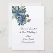 VERGESSEN MICH NOTS MONOGRAM , WEDING PARTY Blue M Einladung (Rückseite)