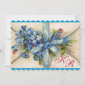 VERGESSEN MICH NOTS MONOGRAM ,WEDING PARTY Blue Wh Einladung (Vorderseite)