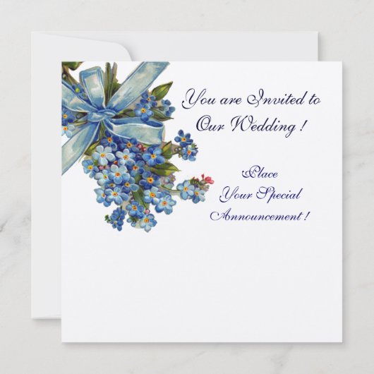 VERGESSEN MICH NOTS MONOGRAM ,WEDING PARTY Blue Wh Einladung (Rückseite)