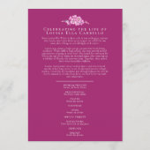 Vergessen-nies Beerdigungsservice-Programm Rosa Bl Programm (Rückseite)