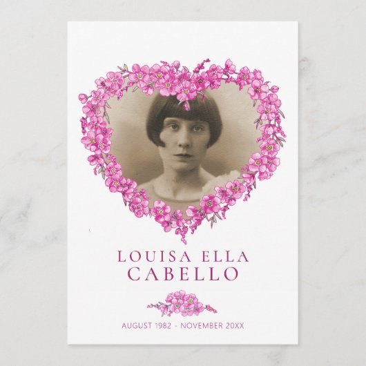 Vergessen-nies Beerdigungsservice-Programm Rosa Bl Programm (Vorderseite)