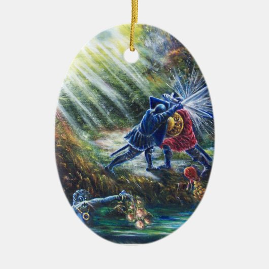 VERGESSEN ROSE kämpfen Ritter, Geld und Teufel Keramik Ornament (Vorne)