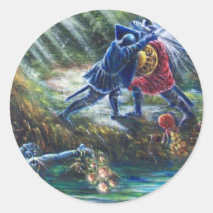 VERGESSEN ROSE kämpfen Ritter, Geld und Teufel Runder Aufkleber