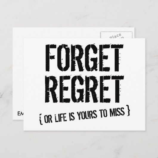 Vergessen Sie Bedauern Postkarte (Vorne/Hinten)