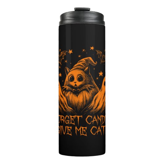 Vergessen Sie Candy geben Sie mir Cat Funny Graphi Thermosbecher (Vorderseite)